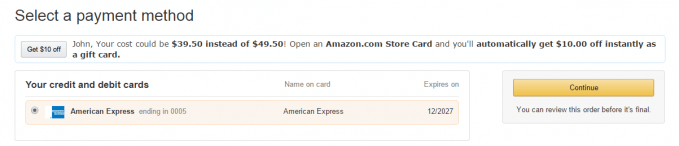 Select Payment Method Amazon