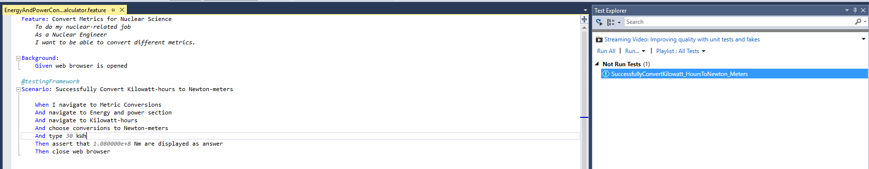 Generated Specflow Test
