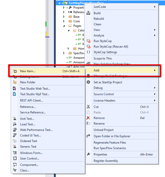 Add New Item Project
