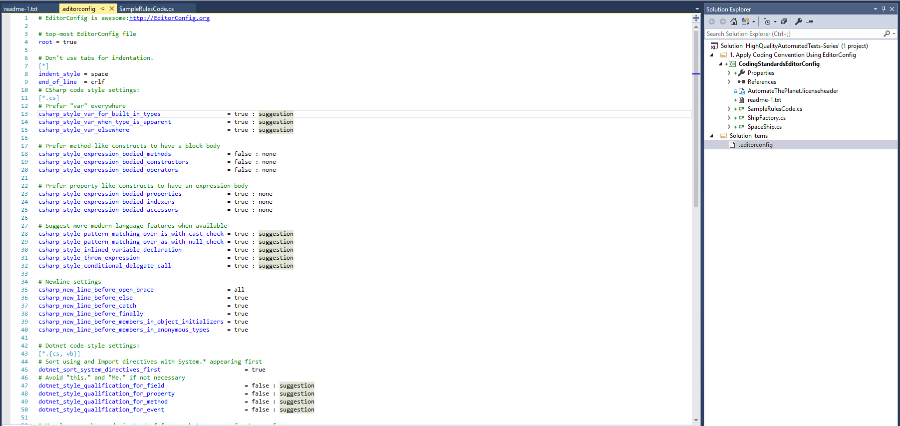 editorconfig Visual Studio